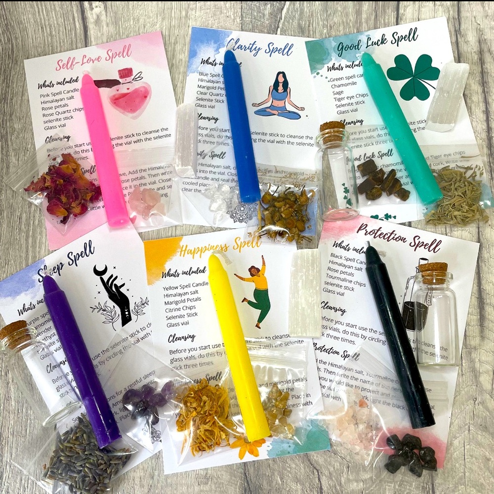 Spell Kit Jar with Crystals; Witch Beginners Gift Set